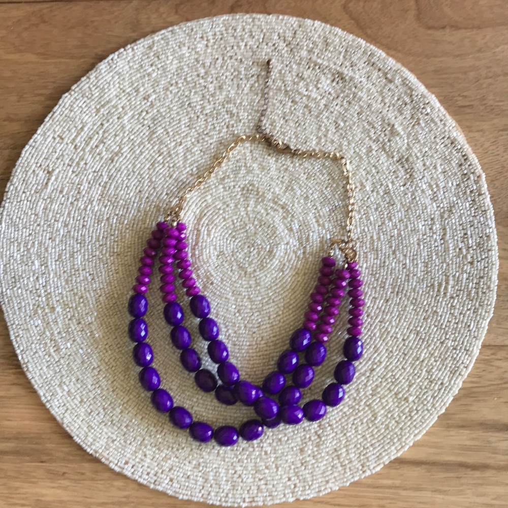 Purple beaded statement necklace